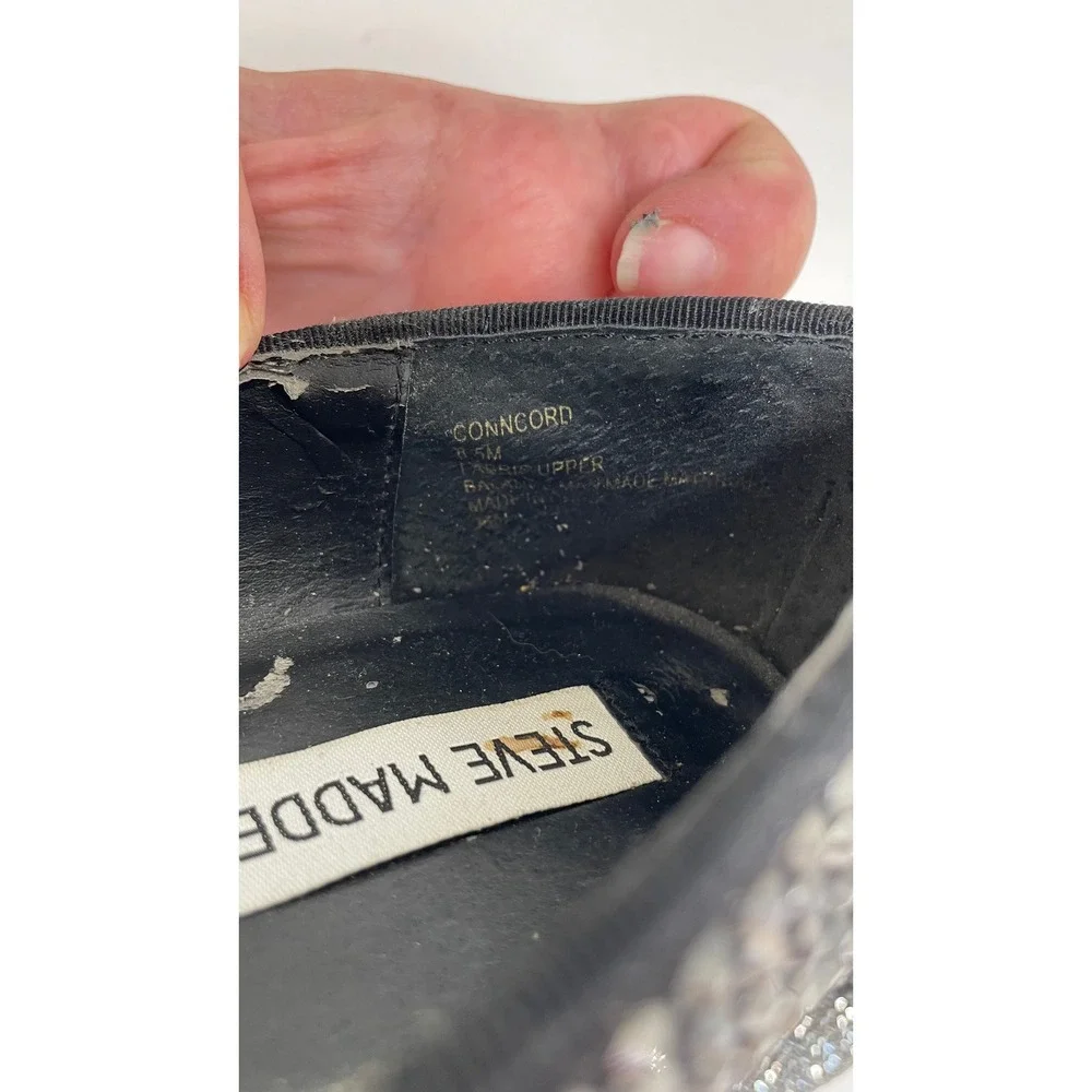Steve Madden Womens Black Rhinestone Loafers Sparkle Flat 8.5 MJ Michael Jackson